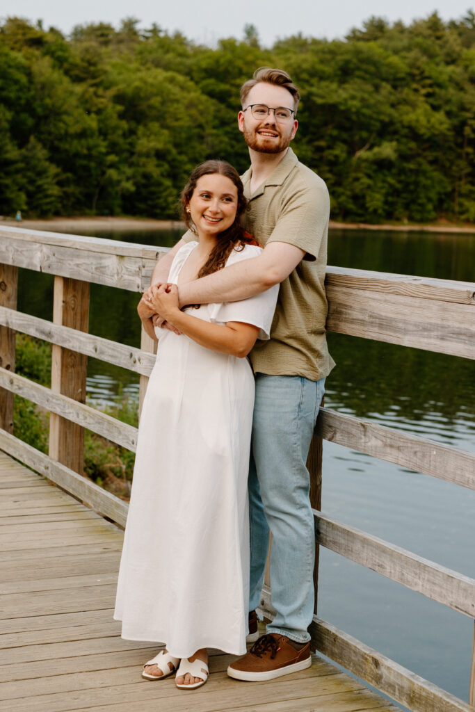 NY engagement photography. Couple on lake