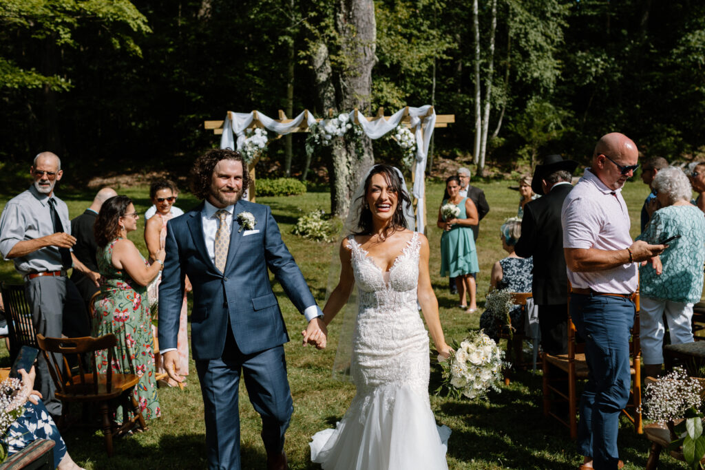 bride and groom now newlyweds